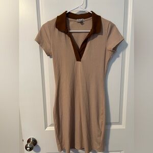 Nude Contrast Mini Bodycon Dress Size M